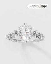 Anel de Noivado Lili Floral em Ouro 18K com Diamante de Laboratório 1 ct