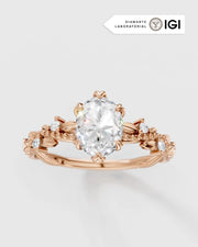 Anel de Noivado Lili Floral em Ouro 18K com Diamante de Laboratório 1 ct