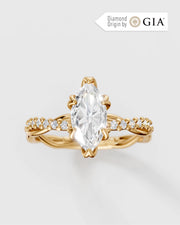 Anel de Noivado Lili Marquise em Ouro 18K com Diamantes Naturais GIA 1 ct