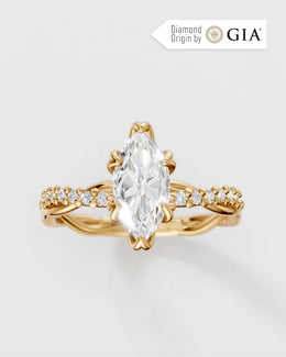 Anel de Noivado Lili Marquise em Ouro 18K com Diamantes Naturais GIA 1 ct