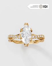 Anel de Noivado Lili Marquise em Ouro 18K com Diamante de Laboratório 1 ct