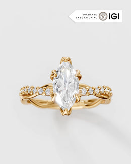 Anel de Noivado Lili Marquise em Ouro 18K com Diamante de Laboratório 1 ct