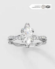 Anel de Noivado Lili Marquise em Ouro 18K com Diamante de Laboratório 1 ct