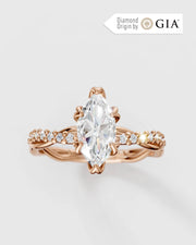 Anel de Noivado Lili Marquise em Ouro 18K com Diamantes Naturais GIA 1 ct