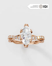 Anel de Noivado Lili Marquise em Ouro 18K com Diamante de Laboratório 1 ct