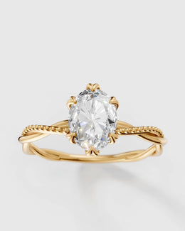 Anel de Noivado Lili em Ouro 18K com Moissanite central