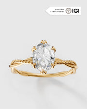 Anel de Noivado Lili em Ouro 18K com Diamante de Laboratório 1 ct