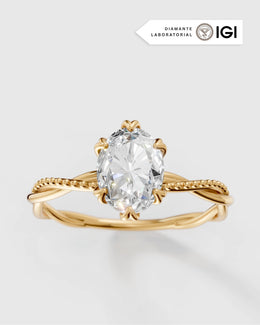 Anel de Noivado Lili em Ouro 18K com Diamante de Laboratório 1 ct
