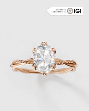 Anel de Noivado Lili em Ouro 18K com Diamante de Laboratório 1 ct