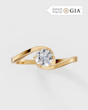 Anel de Noivado Abraço em Ouro 18K com Diamante Natural 0,5 ct GIA