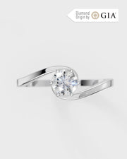 Anel de Noivado Abraço em Ouro 18K com Diamante Natural 0,5 ct GIA