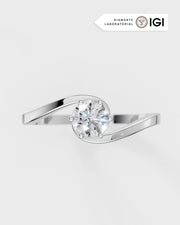 Anel de Noivado Onda em Ouro 18K com Diamante de Laboratório 0,5 ct