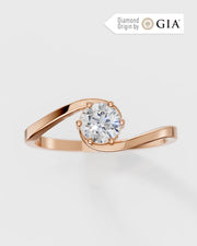 Anel de Noivado Abraço em Ouro 18K com Diamante Natural 0,5 ct GIA