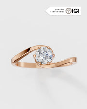 Anel de Noivado Onda em Ouro 18K com Diamante de Laboratório 0,5 ct