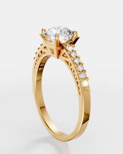 Anel de Noivado Paris em Ouro 18K e Moissanites Cravejadas