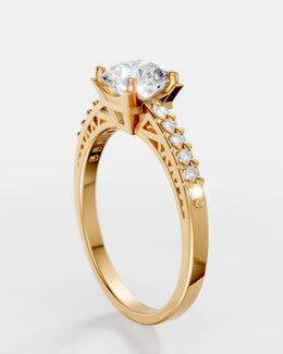 Anel de Noivado Paris em Ouro 18K e Moissanites Cravejadas