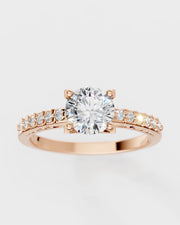 Anel de Noivado Paris em Ouro 18K e Moissanites Cravejadas