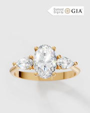 Anel de Noivado Trinity em Ouro 18K e Diamantes Naturais GIA 1 ct