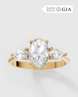 Anel de Noivado Trinity em Ouro 18K e Diamantes Naturais GIA 1 ct