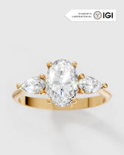 Anel de Noivado Trinity em Ouro 18K e Diamante de Laboratório 1 ct