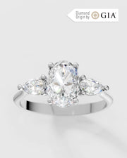 Anel de Noivado Trinity em Ouro 18K e Diamantes Naturais GIA 1 ct
