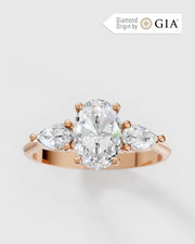 Anel de Noivado Trinity em Ouro 18K e Diamantes Naturais GIA 1 ct