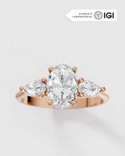 Anel de Noivado Trinity em Ouro 18K e Diamante de Laboratório 1 ct