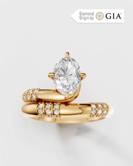 Anel de Noivado Vitória em Ouro 18K e Diamantes Naturais GIA 1ct