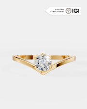 Anel de Noivado Crown V em Ouro 18K com Diamante de Laboratório 0,5 ct