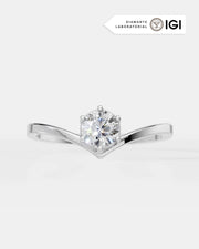 Anel de Noivado Crown V em Ouro 18K com Diamante de Laboratório 0,5 ct