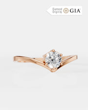 Anel de Noivado Crown V em Ouro 18K com Diamante Natural 0,5 ct GIA