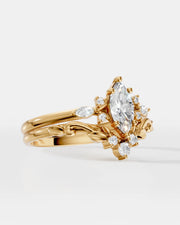 Conjunto Fleur Anel de Noivado e Aparador em Ouro 18K e Diamantes Lab Grown 0,5 ct