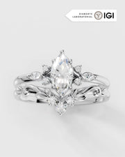 Conjunto Fleur Anel de Noivado e Aparador em Ouro 18K e Diamantes Lab Grown 0,5 ct