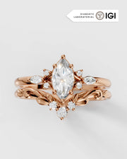 Conjunto Fleur Anel de Noivado e Aparador em Ouro 18K e Diamantes Lab Grown 0,5 ct