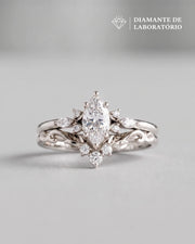 Conjunto Fleur Anel de Noivado e Aparador em Ouro 18K e Diamantes Lab Grown 0,5 ct