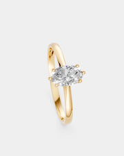 Anel de Noivado Clássico Ouro 18K e Diamante de Laboratório Oval 1 ct