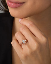 Conjunto Fleur Anel de Noivado e Aparador em Ouro 18K e Diamantes Lab Grown 0,5 ct