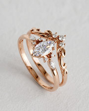 Conjunto Fleur Anel de Noivado e Aparador em Ouro 18K e Diamantes Lab Grown 0,5 ct