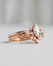 Conjunto Fleur Anel de Noivado e Aparador em Ouro 18K e Diamantes Lab Grown 0,5 ct